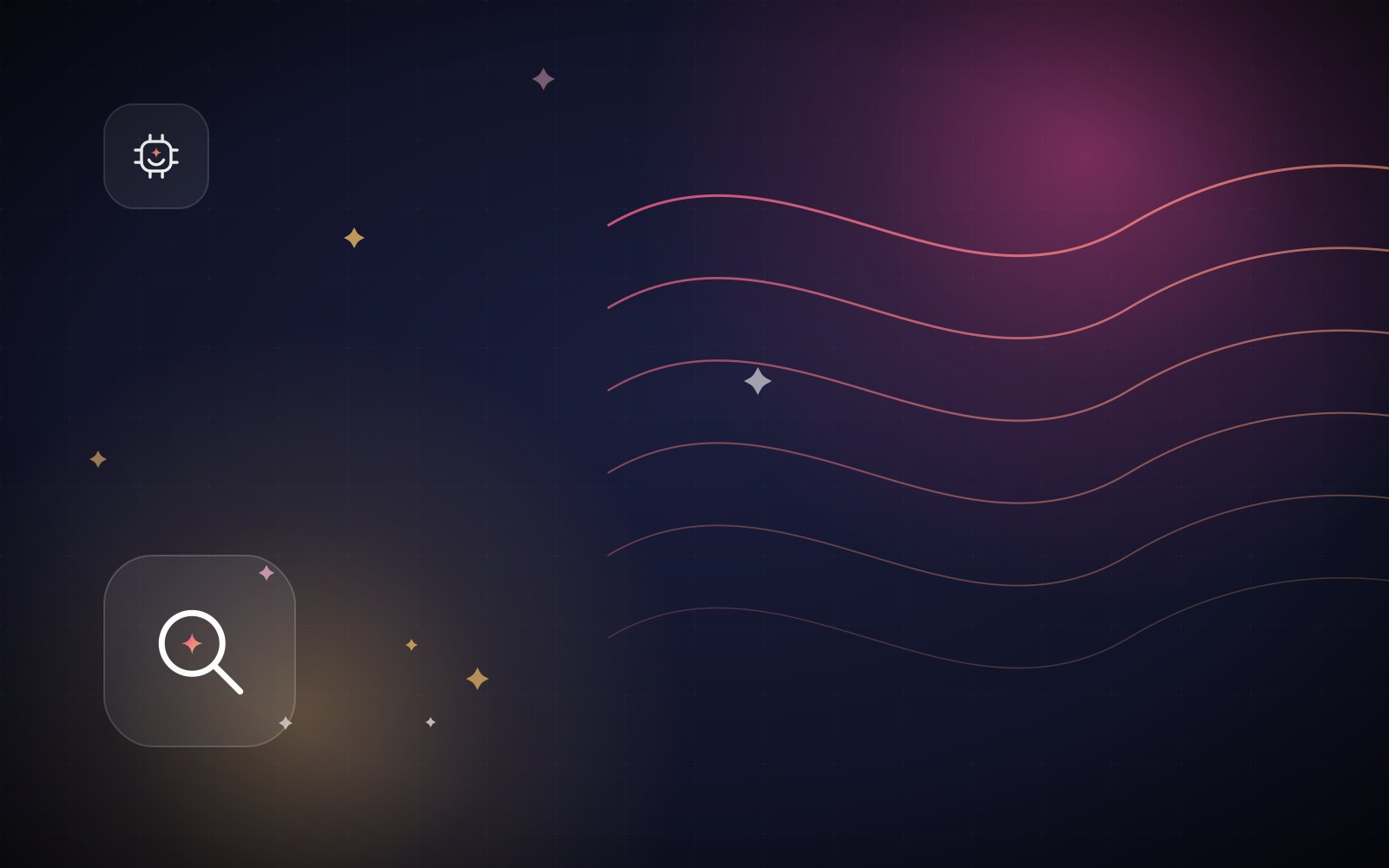 Composizione grafica: lente di ricerca e anelli concentrici, la ricerca conversazionale